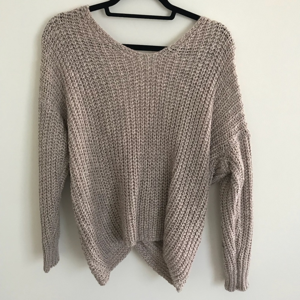Dusty pink twisted open back sweater